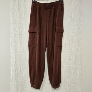 NWT Aerie Deep Brown Cargo Joggers Soft Ribbed